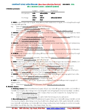 Chuyên đề tự học Tiếng Anh (Theo tham chiếu Châu Âu 6 bậc) - Relatives - Đỗ Bình